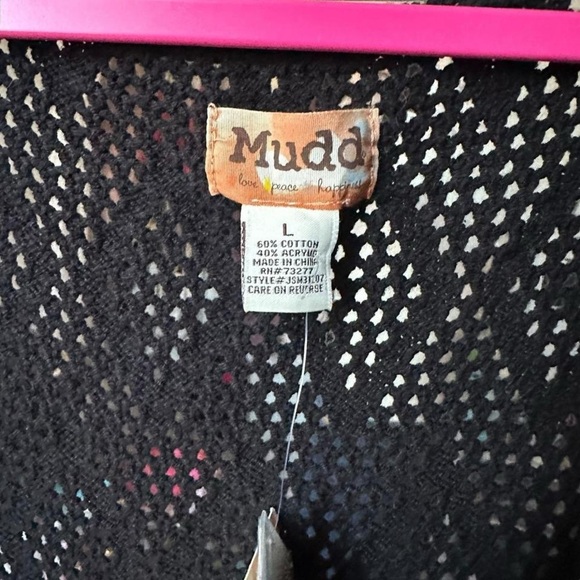 Y2k NWT Mudd Black Crochet Cardigan Size M - Picture 7 of 8